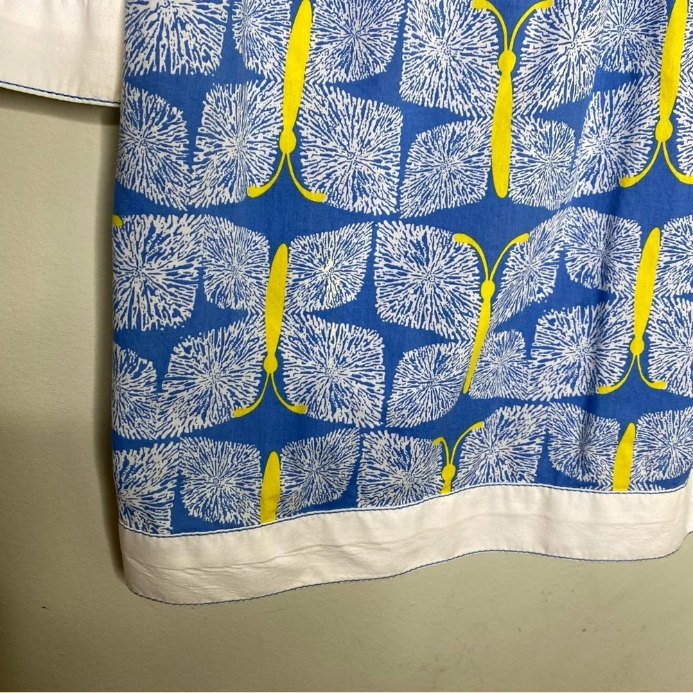 Lilly Pulitzer Blue Yellow Butterfly Print Egan Pintuck Tunic Blouse Top Small - Picture 7 of 10